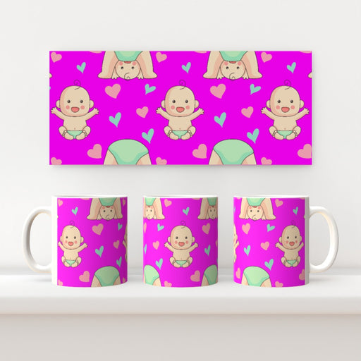 11oz Ceramic Mug - Baby on Pink - printonitshop