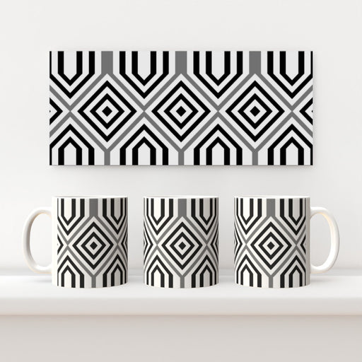 11oz Ceramic Mug - Black and White Structure - printonitshop
