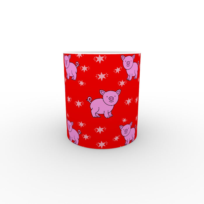 11oz Ceramic Mug - Pigs On Red - printonitshop