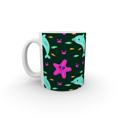 11oz Ceramic Mug - Dolphin and Starfish Dark - printonitshop