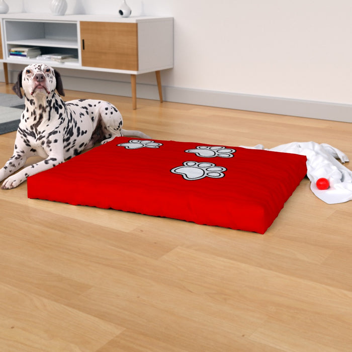 Pet Bed - Paws on Red - Print On It