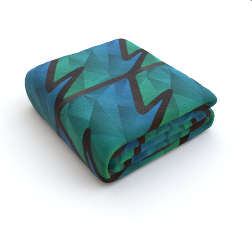 Blanket - Abstract Waves Blue/Green - printonitshop