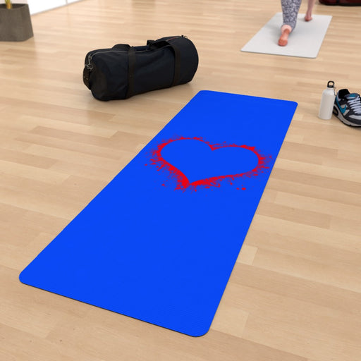 Yoga Mat - Heart Splat - Blue - Print On It