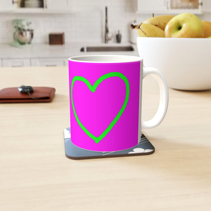 Personalised 11oz Ceramic Mug - Green Heart - Print On It