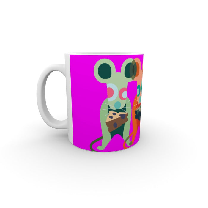 11oz Ceramic Mug - Mice on Pink - printonitshop