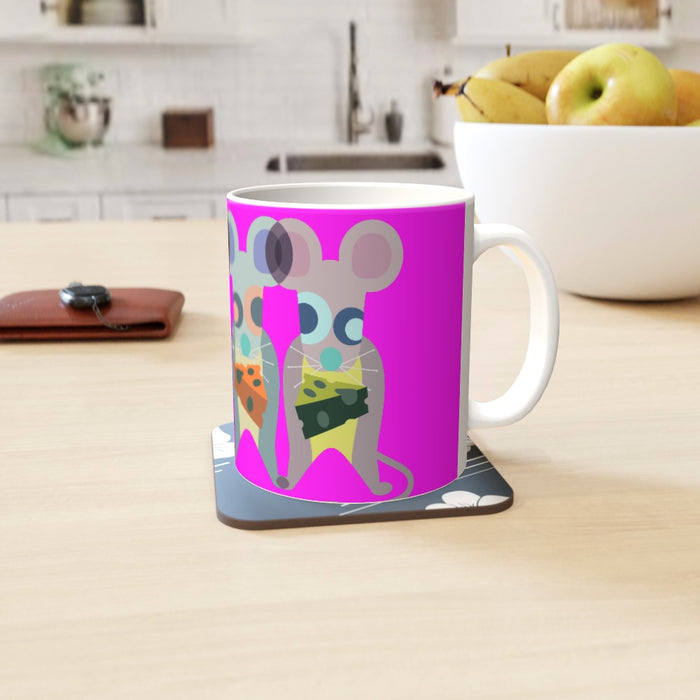 11oz Ceramic Mug - Mice on Pink - printonitshop