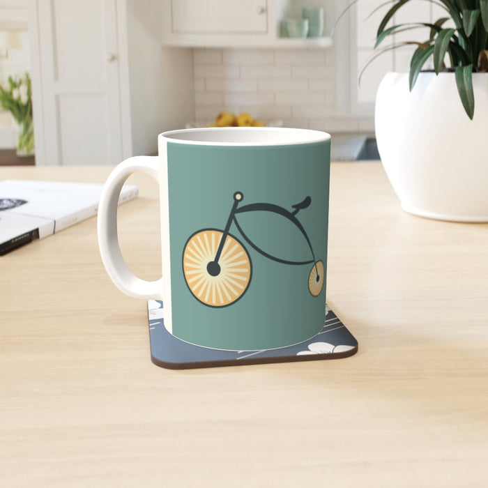 11oz Ceramic Mug - On Ya Bike Teal - printonitshop