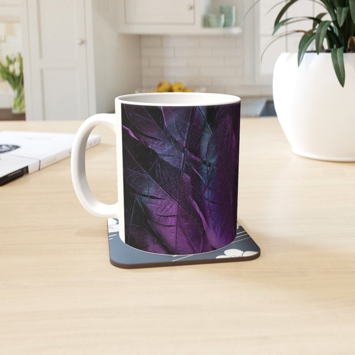11oz Ceramic Mug - Purple Feathers - printonitshop