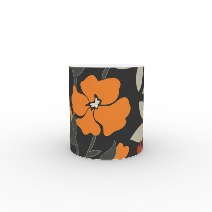 11oz Ceramic Mug - Orange Flowers - printonitshop