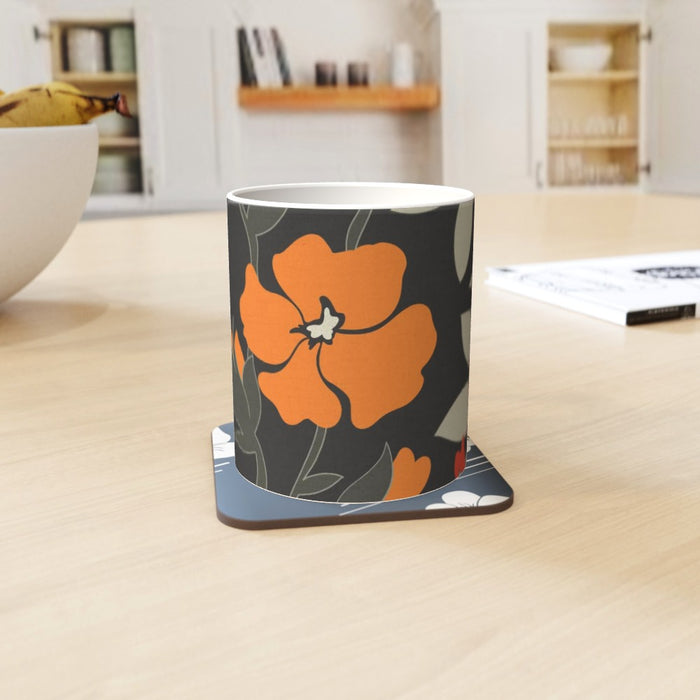 11oz Ceramic Mug - Orange Flowers - printonitshop