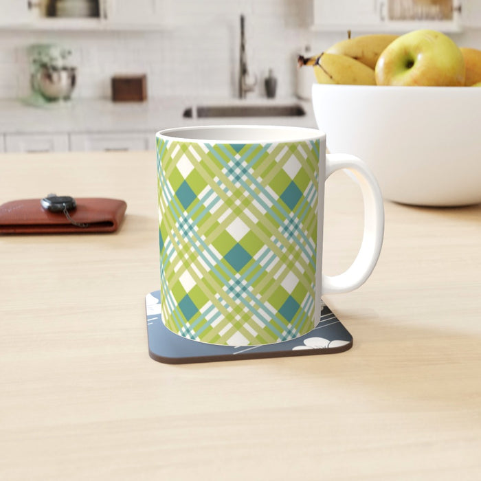 11oz Ceramic Mug - Green Cross Stitch - printonitshop