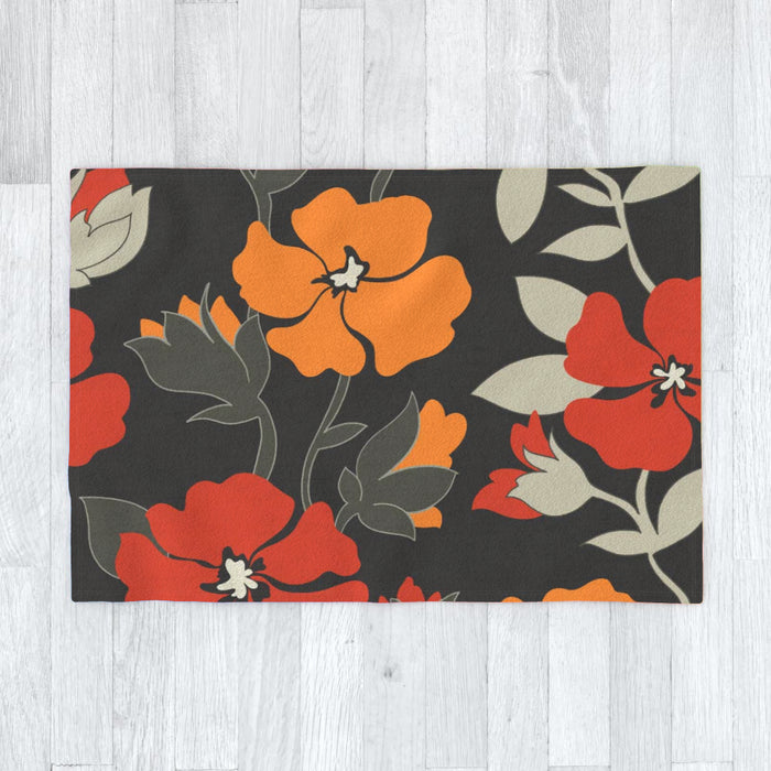 Blanket - Orange Flowers - printonitshop