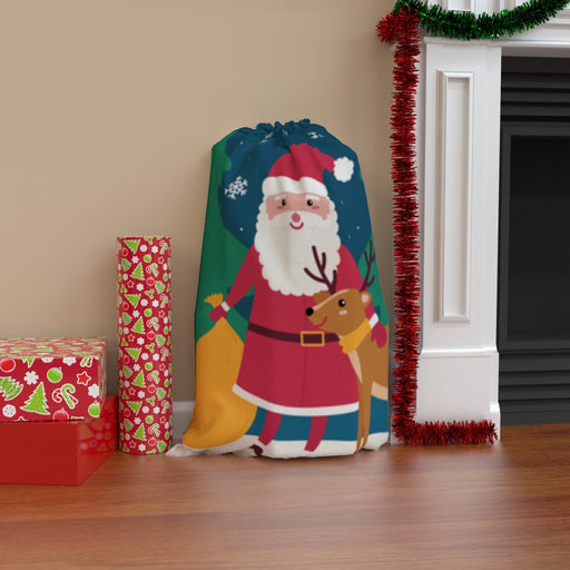 Jumbo Santa Sack - Santa and the Reindeer - Print On It