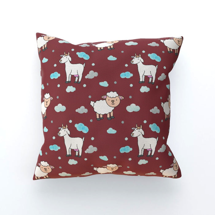 Cushions - Goat / Sheep on Burgundy - printonitshop