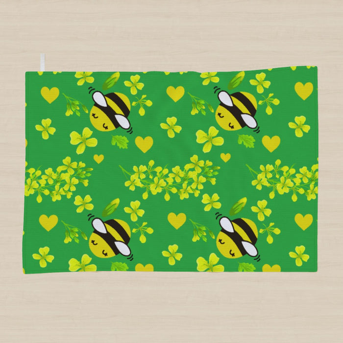 Tea Towel - Bees on Green - printonitshop