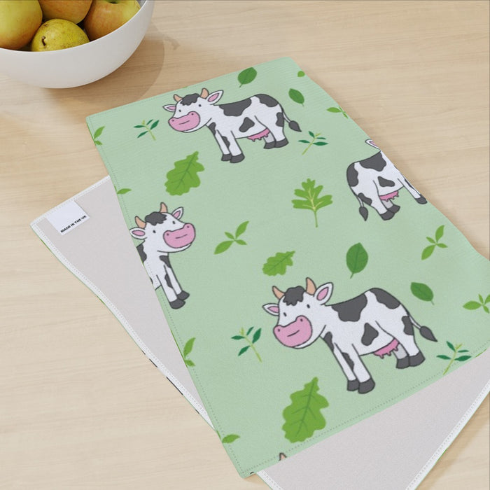 Tea Towel - Cows Light Green - printonitshop