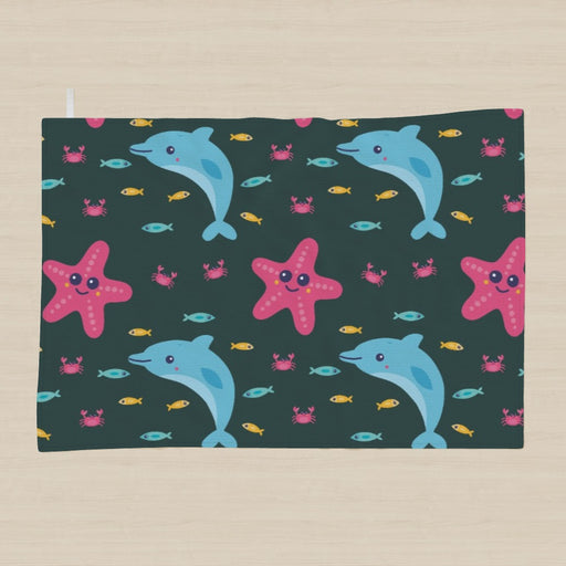Tea Towel - Dolphin and Starfish Dark - printonitshop