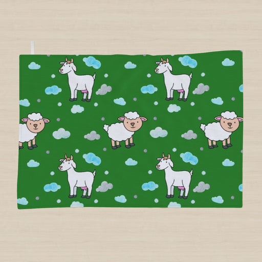 Tea Towel - Goat and Sheep Green - printonitshop