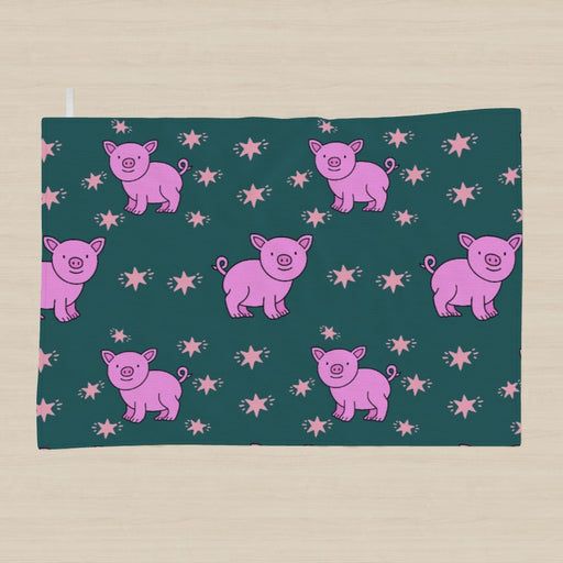 Tea Towel - Pigs on Green - printonitshop