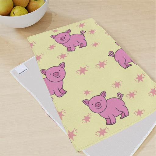 Tea Towel - Pigs on Yellow - printonitshop