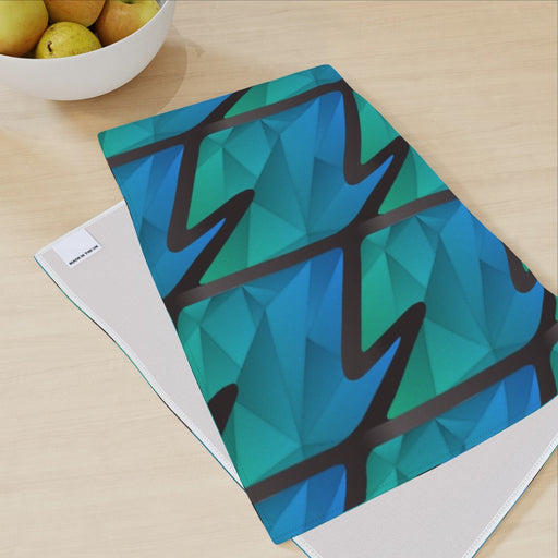 Tea Towel - Abstract Waves Blue/Green - printonitshop