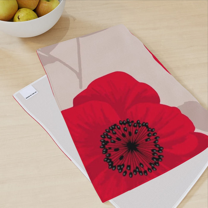 Tea Towel - Red Flowers - printonitshop