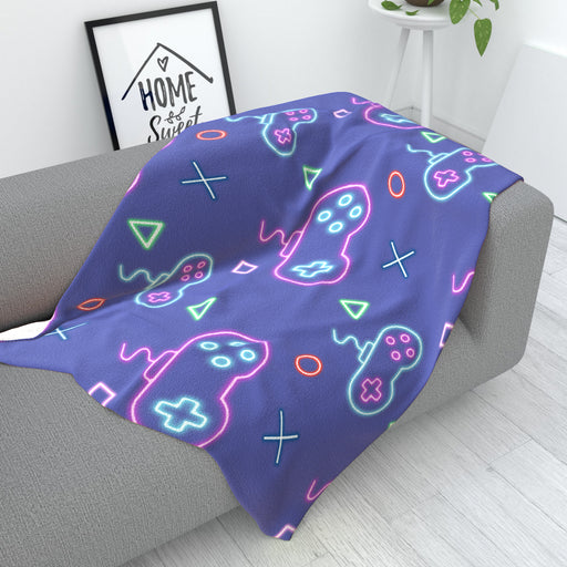 Blanket - Gaming Neon Light Purple - printonitshop