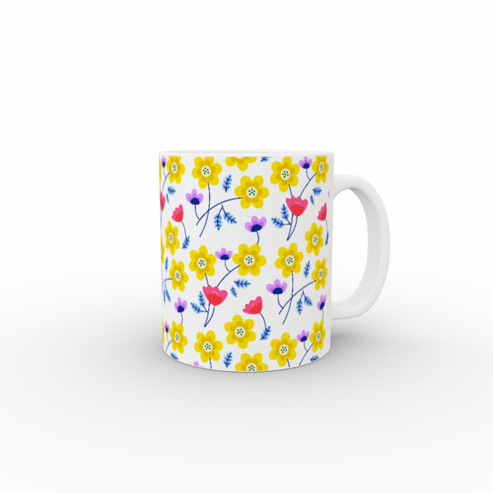 11oz Ceramic Mug - Flowers Yellow - printonitshop