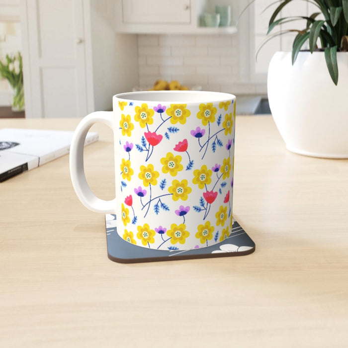 11oz Ceramic Mug - Flowers Yellow - printonitshop