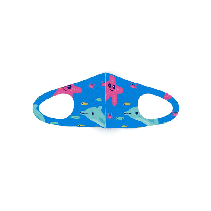 Ear Loop Mask - Dolphin and Starfish on Blue - printonitshop