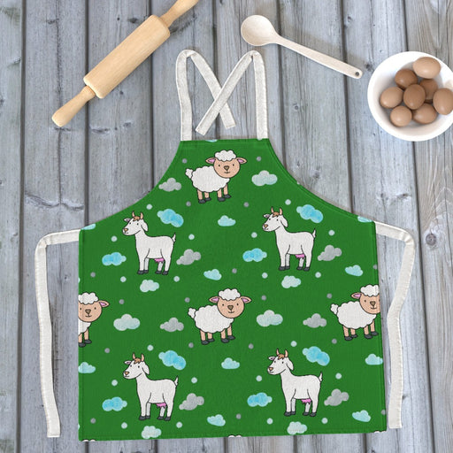 Apron - Goats and Sheep on Green - printonitshop
