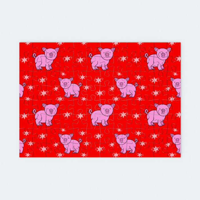 Jigsaw - Pigs on Red - printonitshop