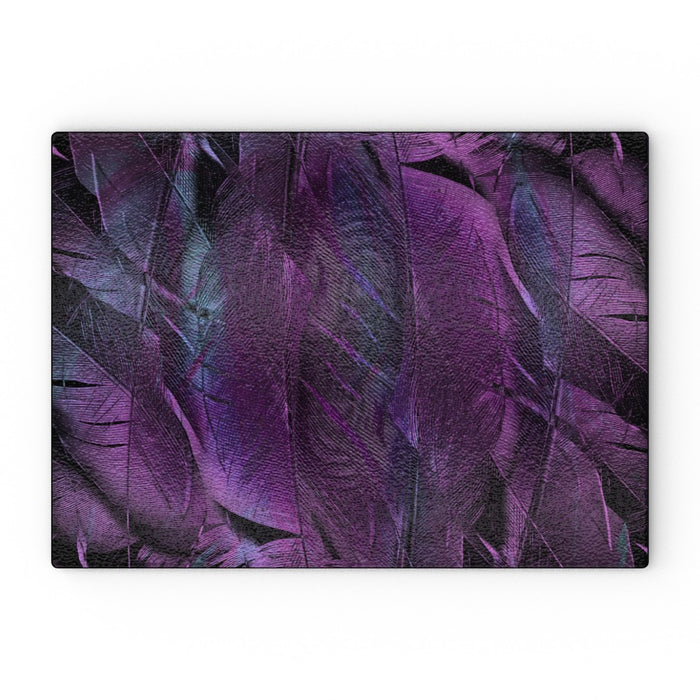 Glass Chopping Board - Purple Feathers - printonitshop