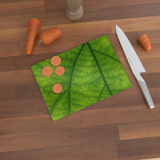 Glass Chopping Board - Green Leaf - printonitshop