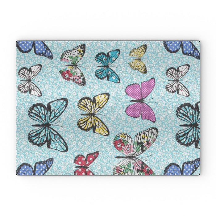 Glass Chopping Board - Floral Butterflies - printonitshop