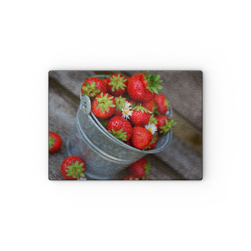 Glass Chopping Board - Strawberry Bucket - printonitshop