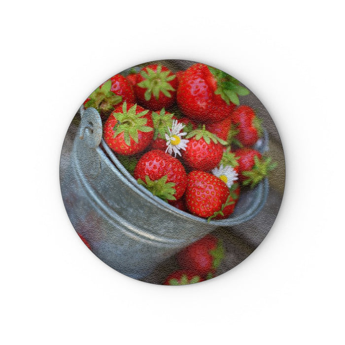 Glass Chopping Board - Strawberry Bucket - printonitshop