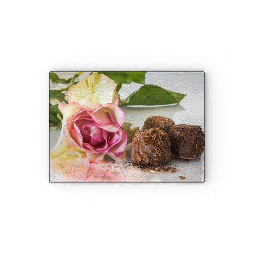 Glass Chopping Board - Chocolate and Roses - printonitshop