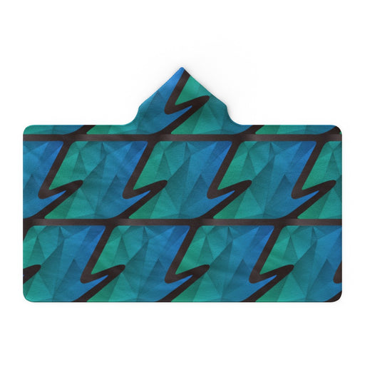 Hooded Blanket - Abstract Waves Blue/Green - printonitshop