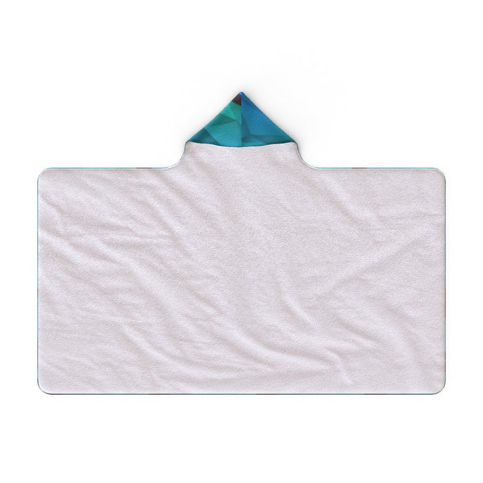 Hooded Blanket - Abstract Waves Blue/Green - printonitshop