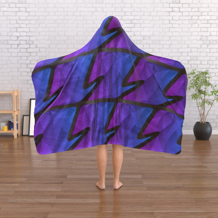 Hooded Blanket - Abstract Waves Blue/Purple - printonitshop