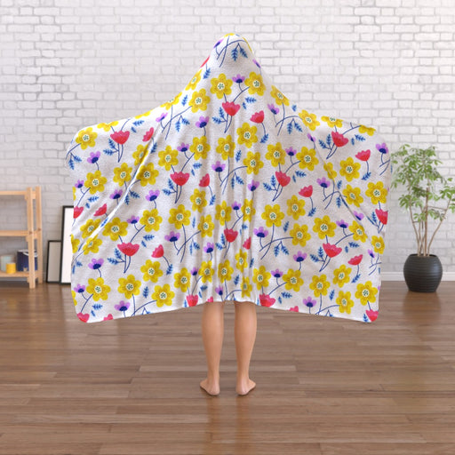 Hooded Blanket - Yellow Flowers - printonitshop