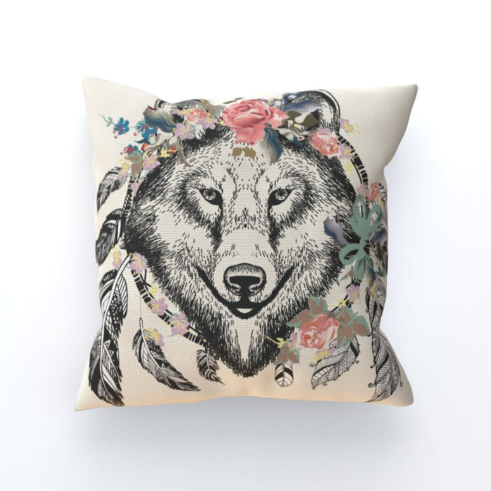 Cushion - Flowered Wolf - printonitshop