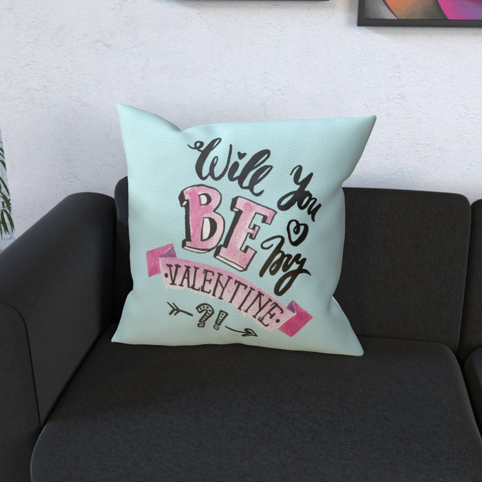 Cushion - Will You Be My Valentine - Pale Blue - printonitshop