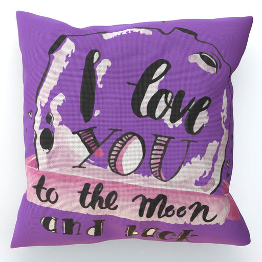 Cushion - I Love You To The Moon - Purple - printonitshop