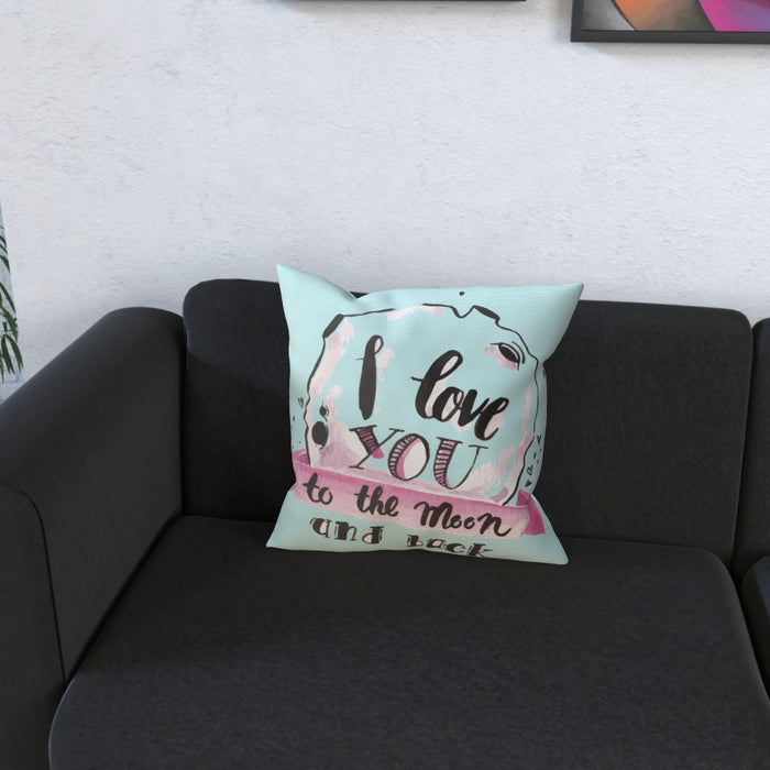 Cushion - I Love You To The Moon - Pale Blue - printonitshop