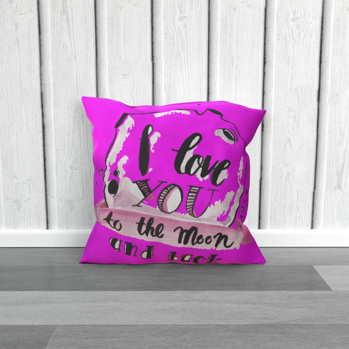 Cushion - I Love You To The Moon - Pink - printonitshop