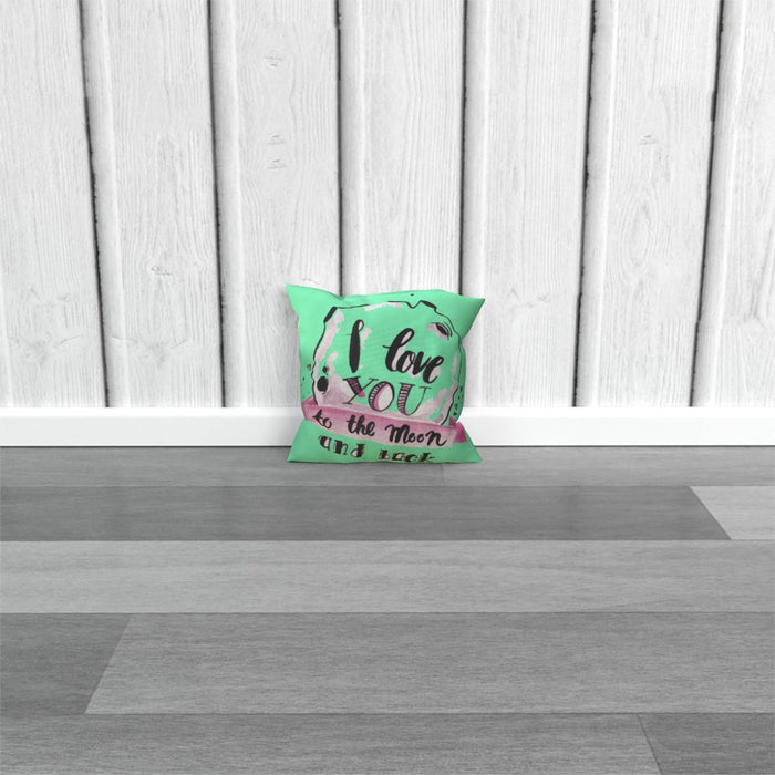 Cushion - I Love You To The Moon - Green Zest - printonitshop