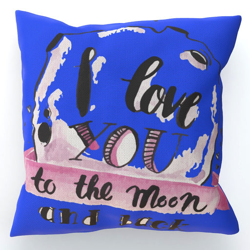 Cushion - I Love You To The Moon - Blue - printonitshop