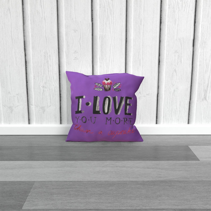Cushion - I Love You More Thank Cupcakes - Purple - printonitshop